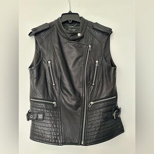 Leather Moto Vest size S Black Victoria’s secret Silver hardware